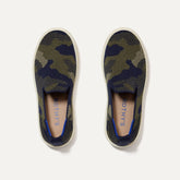 The Kids Sneaker in Spruce Camo shown from the top.