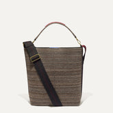 PLP |The Bucket Bag in Cacao Herringbone shown from the front.