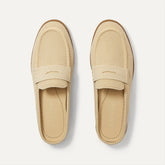 The Penny Loafer Mule in Sandstone Raffia-Knit shown from the top.