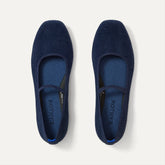 The Max Square Mary Jane in ReVelvet Navy shown from the top.