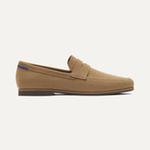 side | The Ravello Penny Loafer in Morel shown from the side.