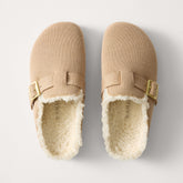 PDP |The Teddy Buckle Clog in Honey shown from the top.