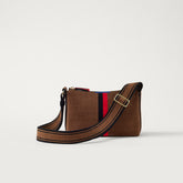 EXT | The Casual Crossbody in ReVelvet Cinnamon Stripe shown from the front.