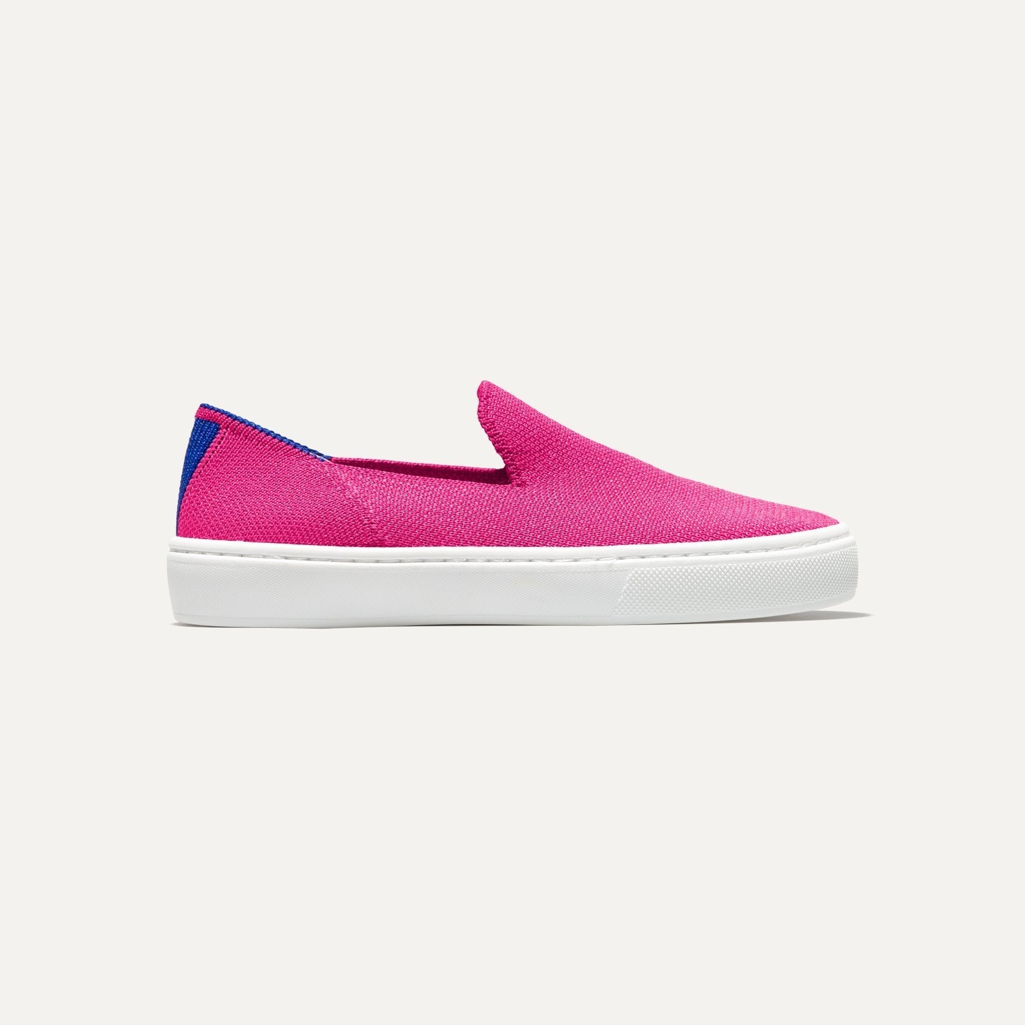 side | The Kids slip-on Sneaker in Bubblegum shown from a side view showing the outsole.