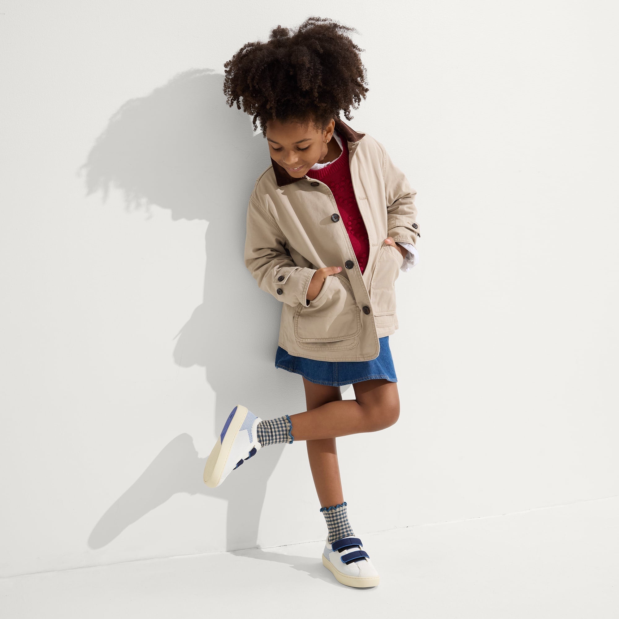 model | Alternate image of a girl modeling The Kids Strap Sneaker in Blue Raspberry. 