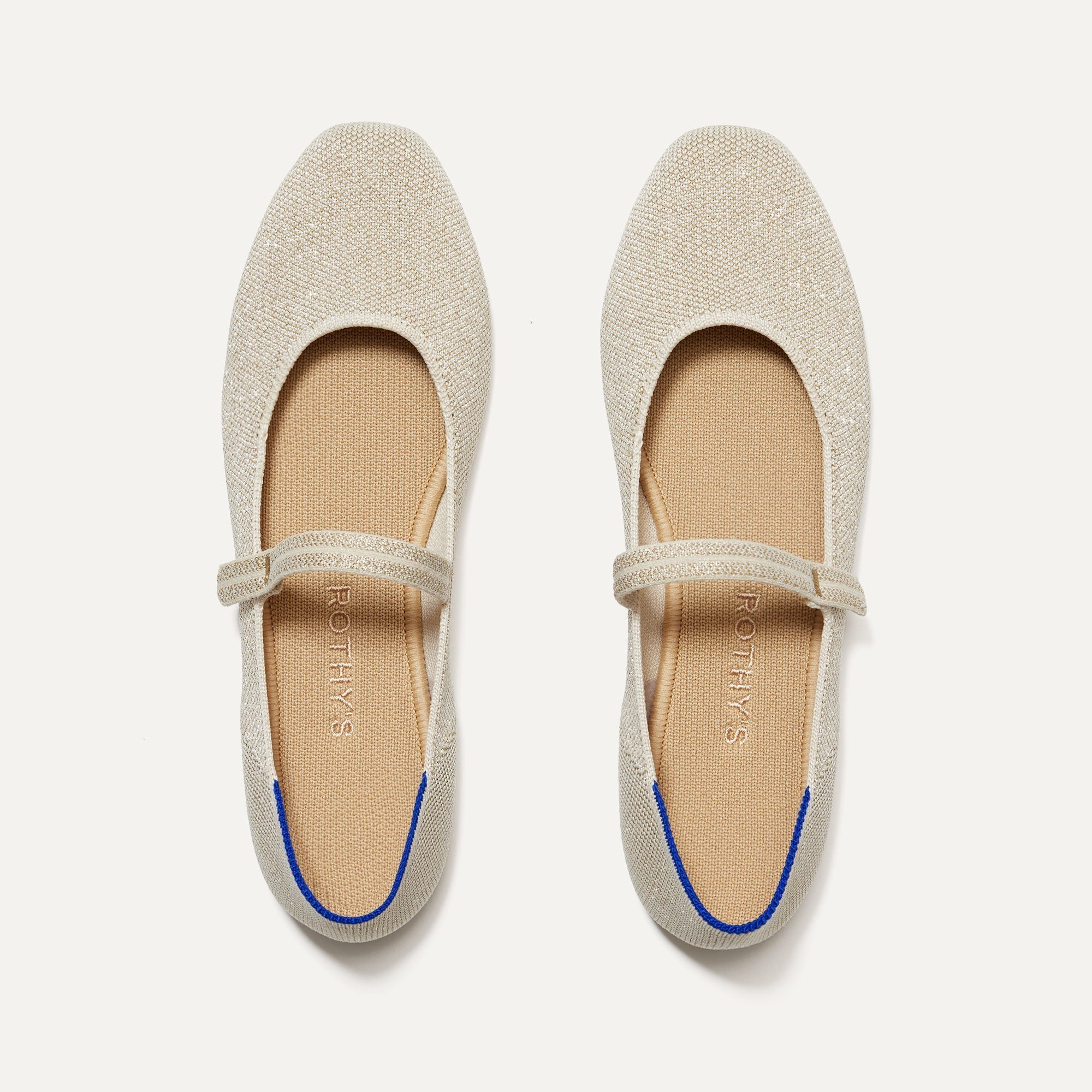 The Square Mary Jane in Light Gold Metallic shown from the top.