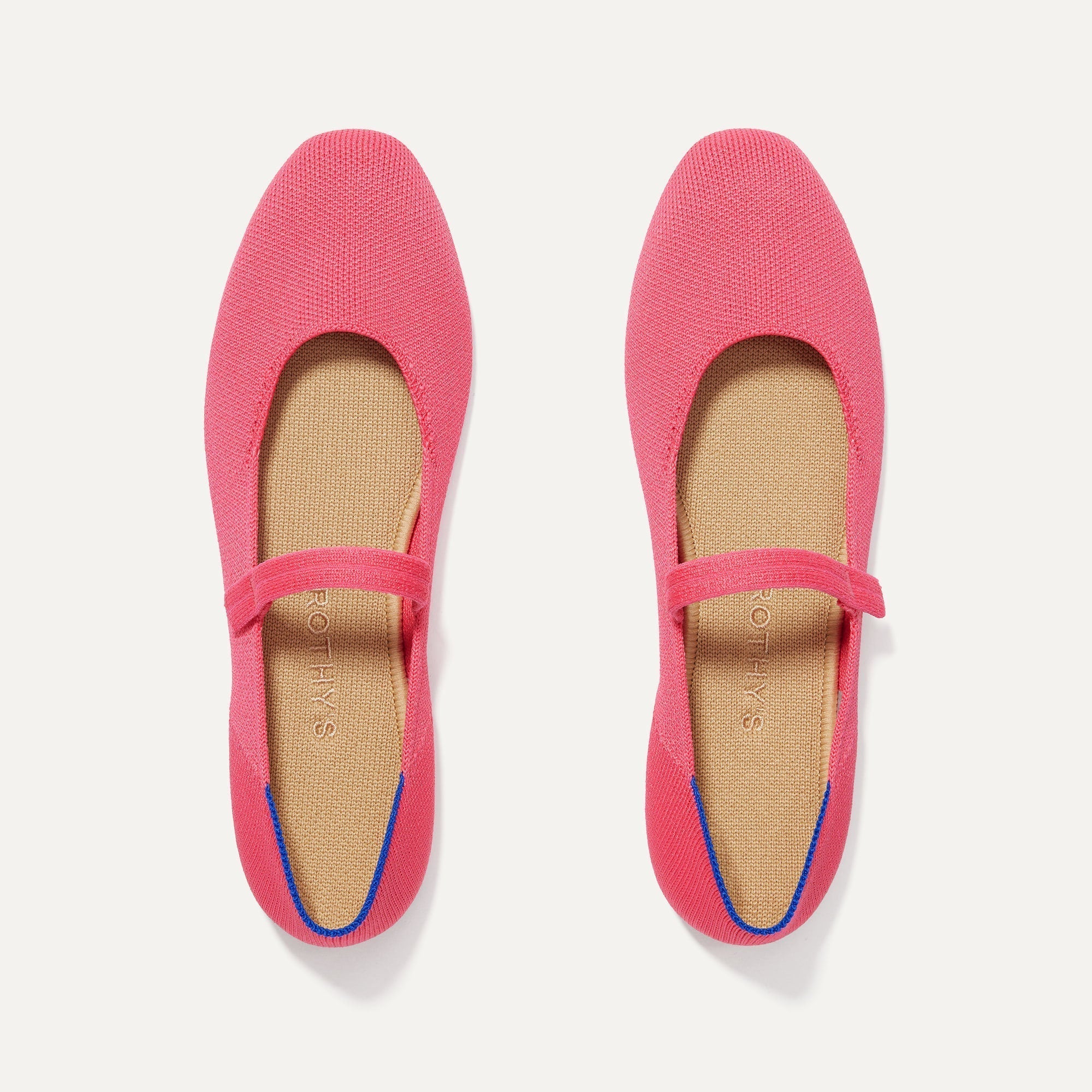 The Square Mary Jane in Soiree Pink shown from the top. 