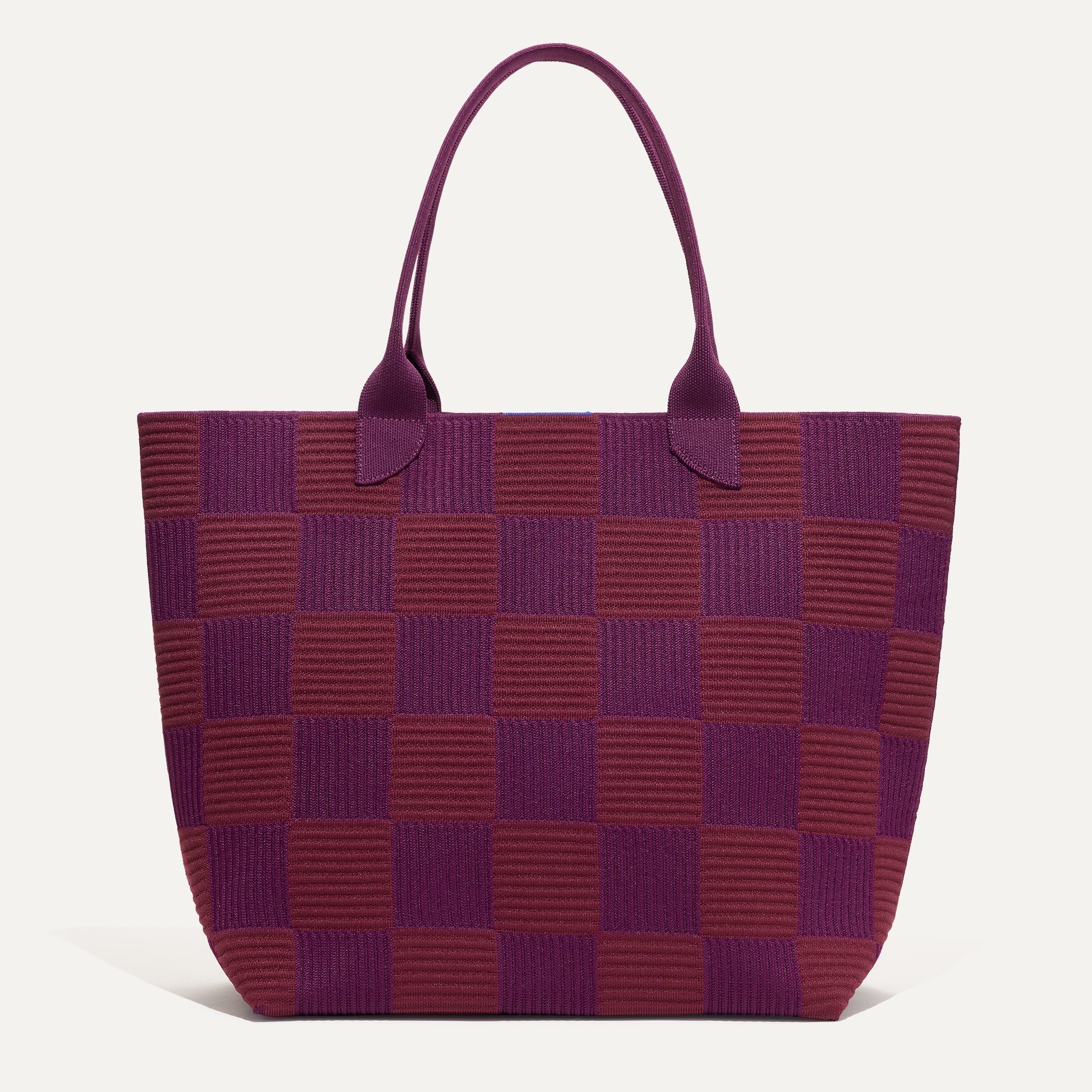 PLP |The Lightweight Tote in Checker Plum shown from the front. 