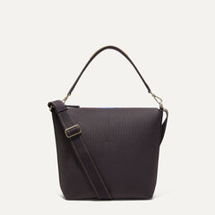 PLP |The Mini Zip Bucket in Ink and Ivory shown from the front.