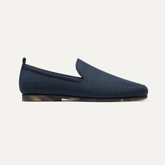 side | The Ravello Loafer in Navy shown from the side.