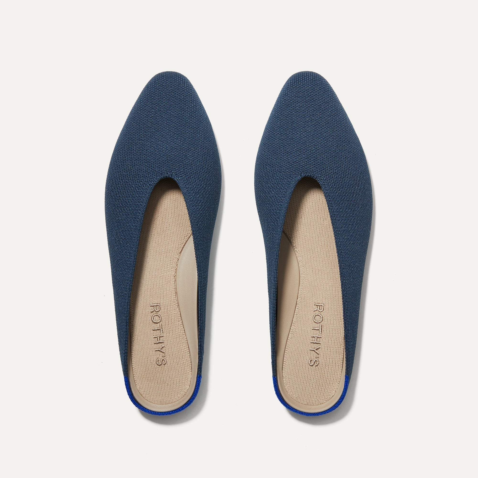 The Almond Demi in Navy shown from the top. 