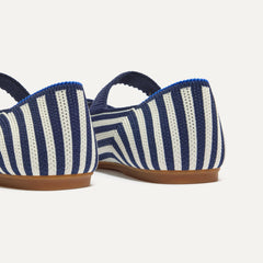 Close up of the heel of The Kids Mary Jane in Sailor Stripe.
