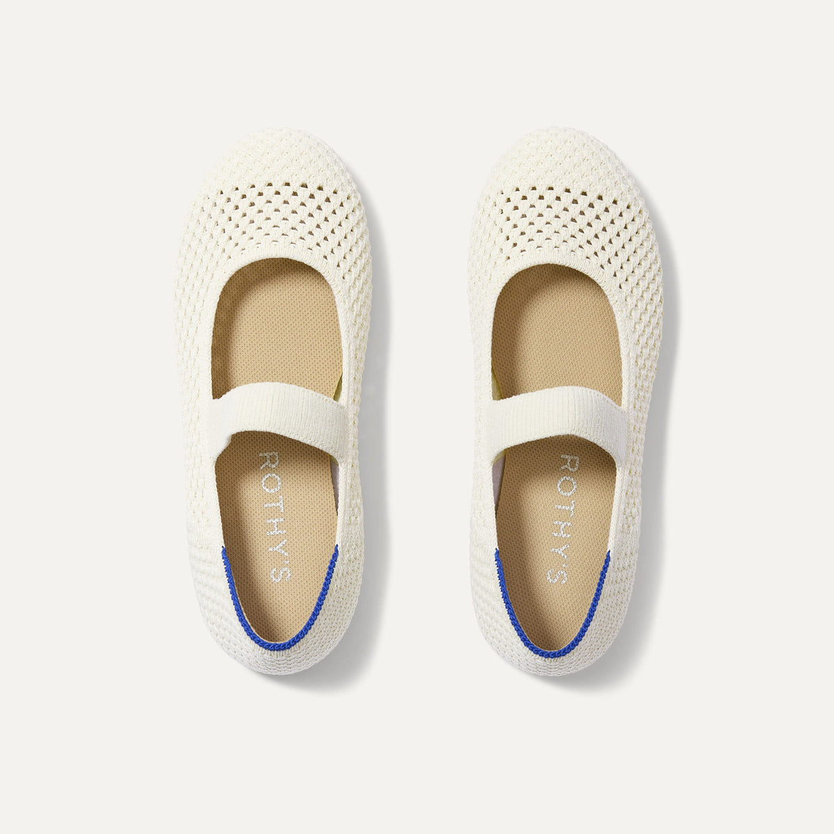 The Kids Mary Jane in White Open-Knit shown from the top.