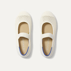 The Kids Mary Jane in White Open-Knit shown from the top.