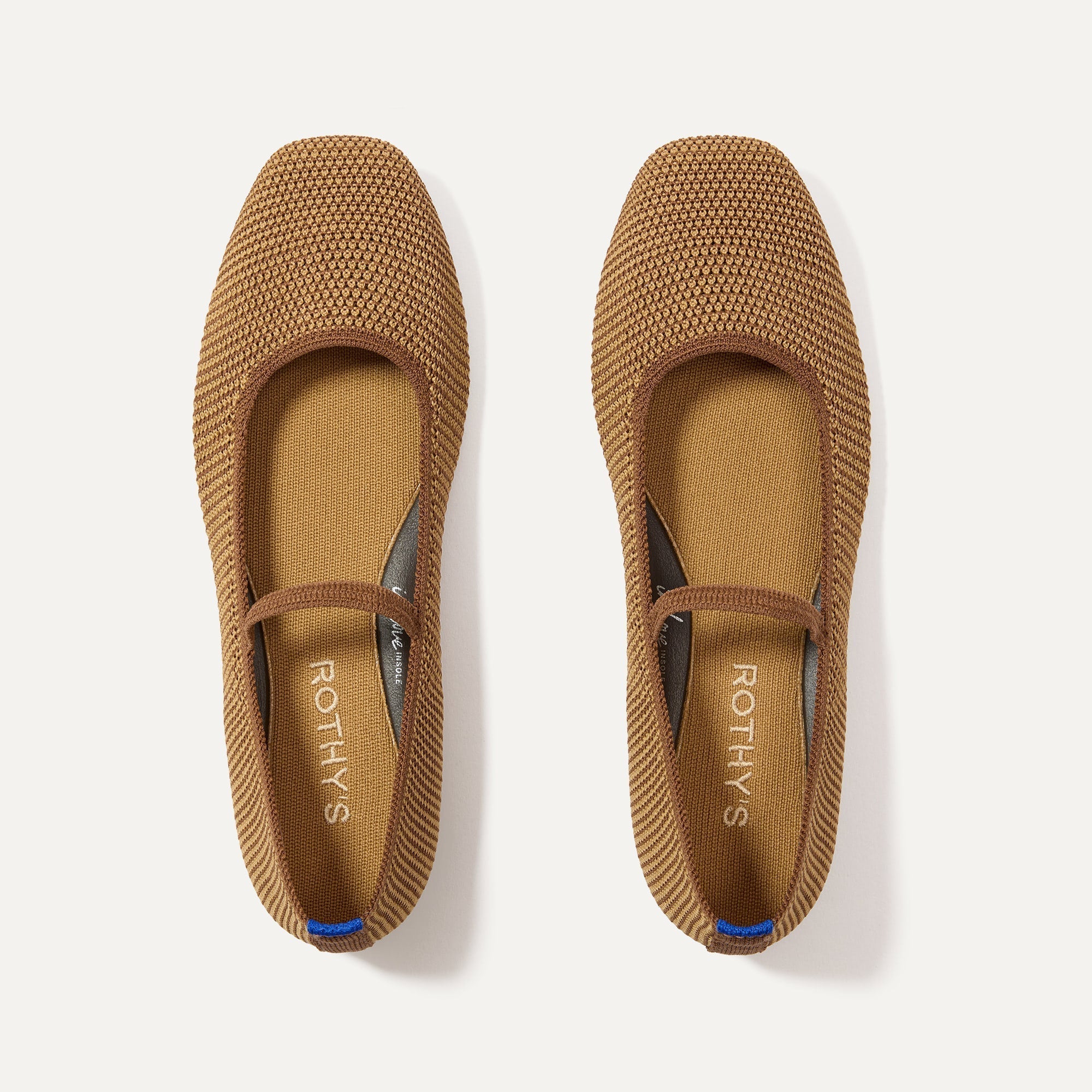 The Max Square Mary Jane in Wheat Raffia-Knit shown from the top.