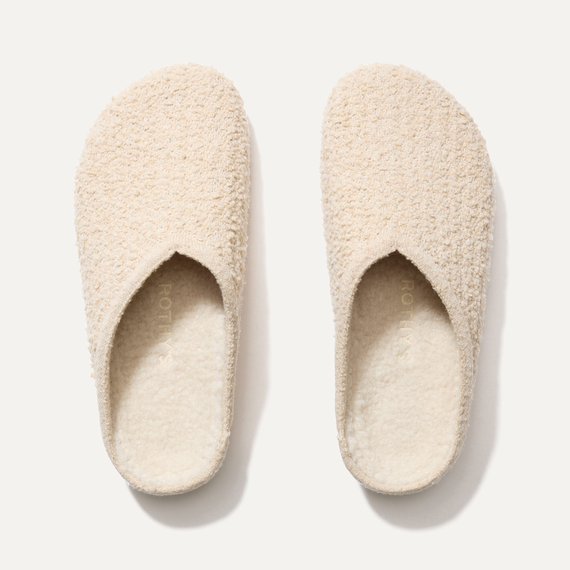 The Cozy Clog in Honeybun Bouclé shown from the top. 