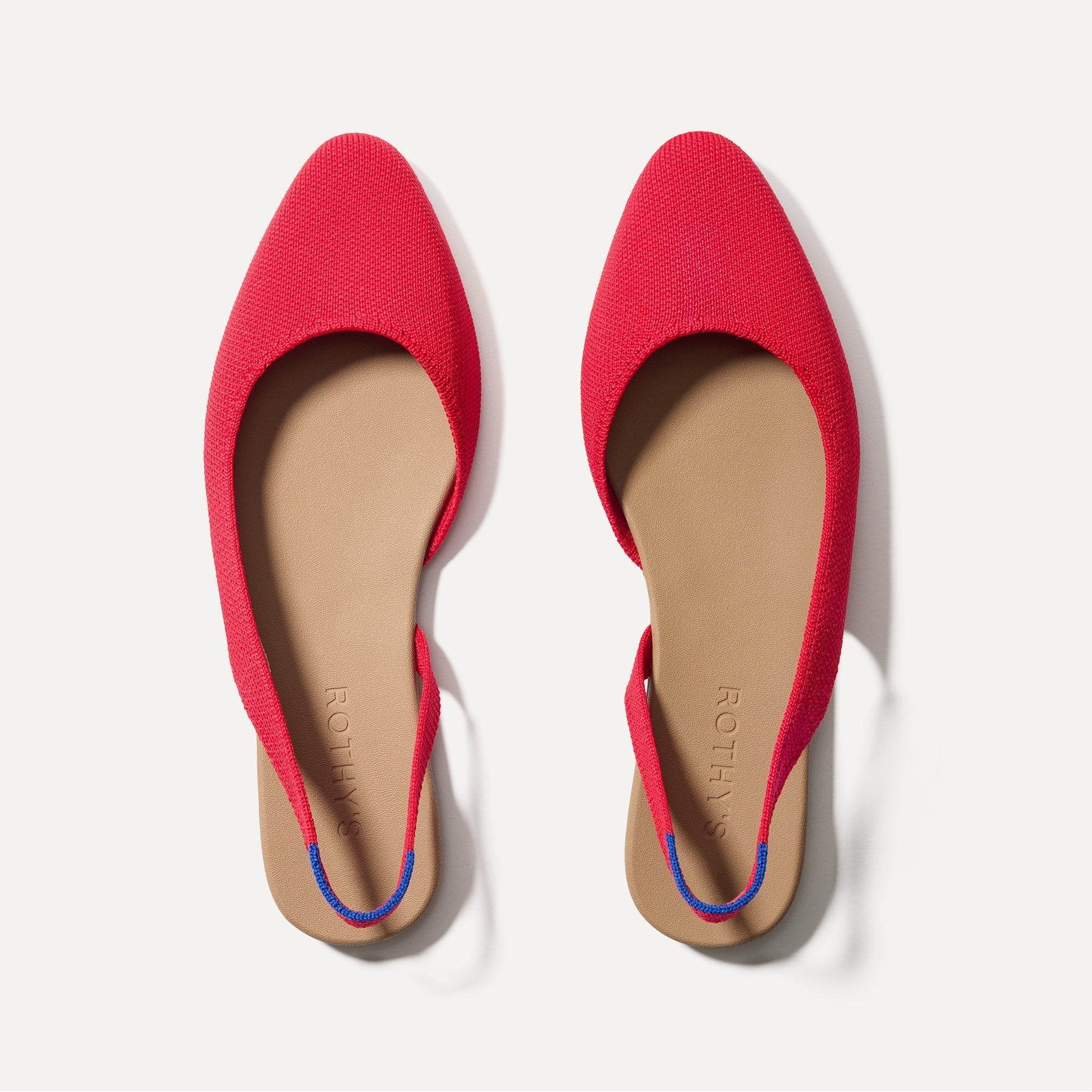 The Almond Slingback in Lollipop Red shown from the top.