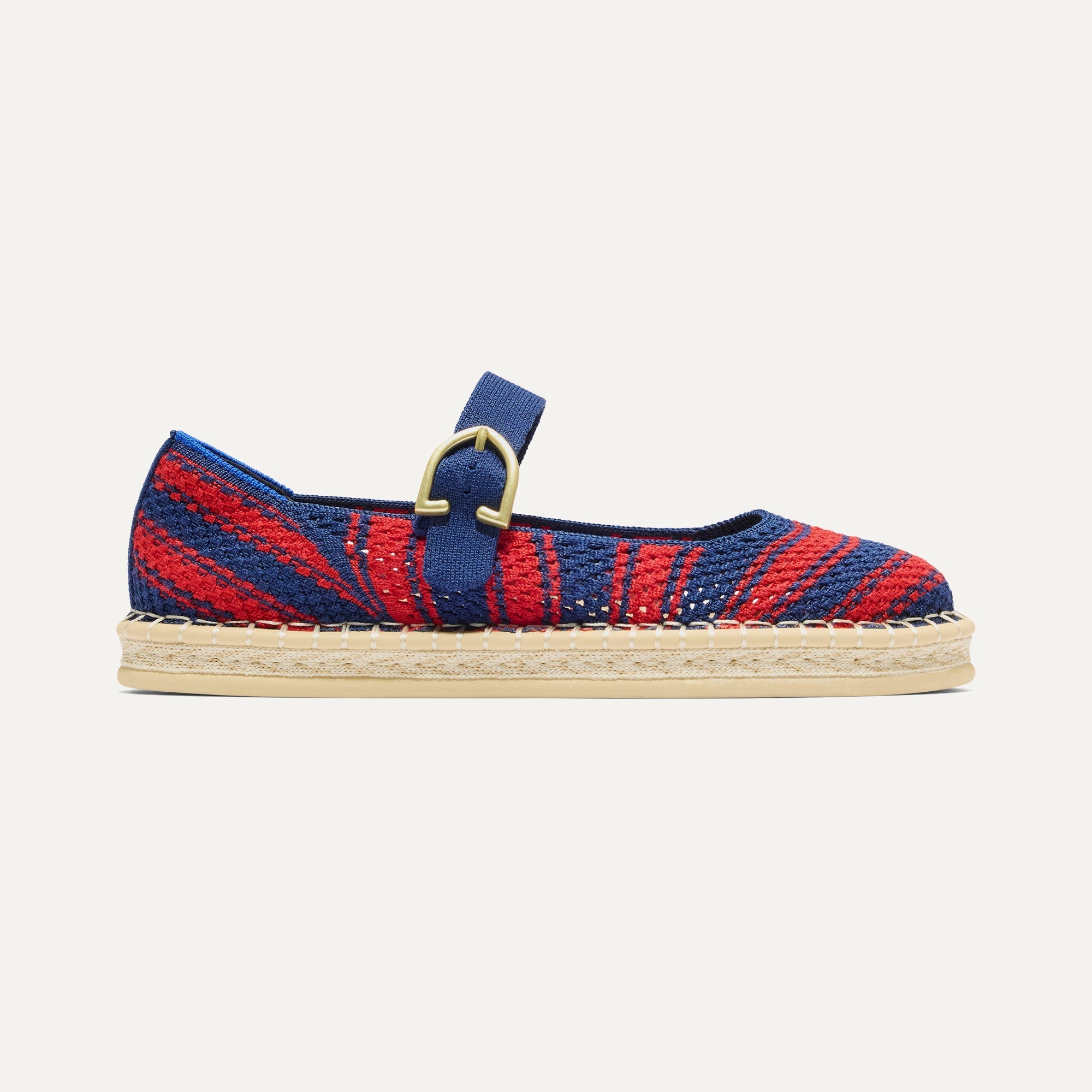 side | The Espadrille Mary Jane in Cherry Tide, shown from the side.