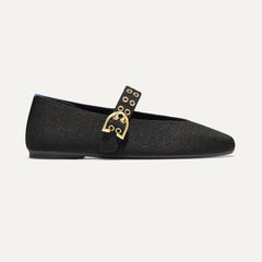 side | The Max Buckle Mary Jane in Black shown from the side.