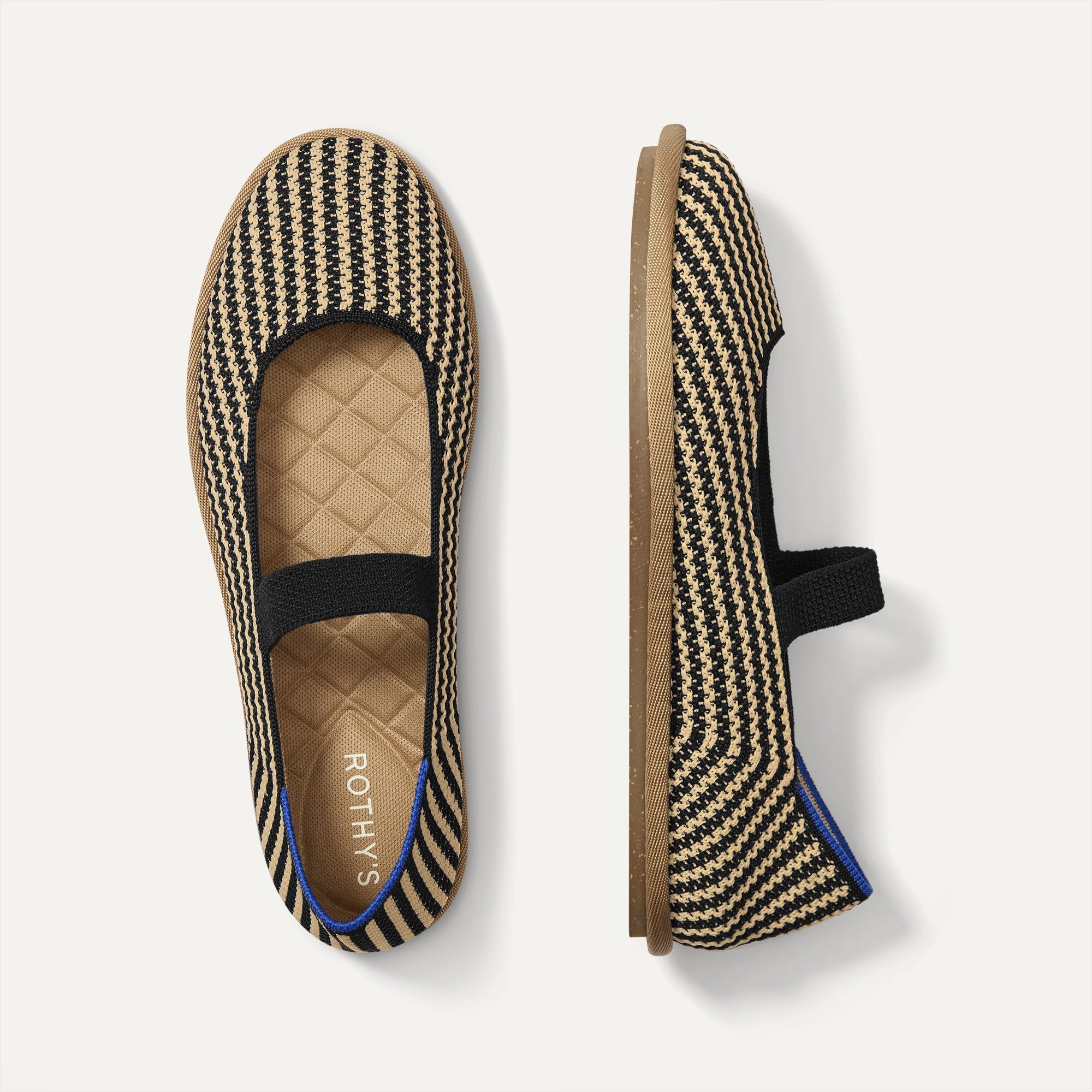 The Cruiser Mary Jane in Toffee Stripe shown from the top. 