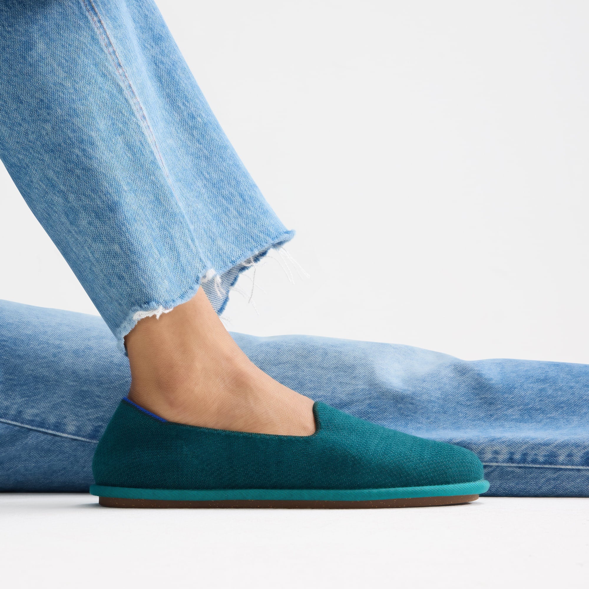hover | Model wearing The Cruiser Loafer in ReVelvet™ Everglade.
