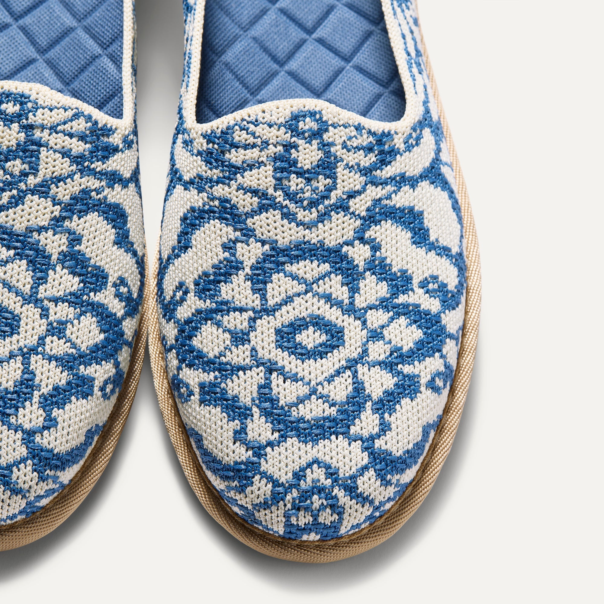 The toe and vamp of The Cruiser Loafer in Marine Bloom. 