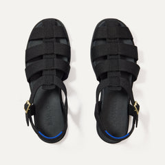 The Fisherman Sandal in Black shown from the top.