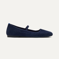 side | The Max Square Mary Jane in ReVelvet Navy shown from the side.