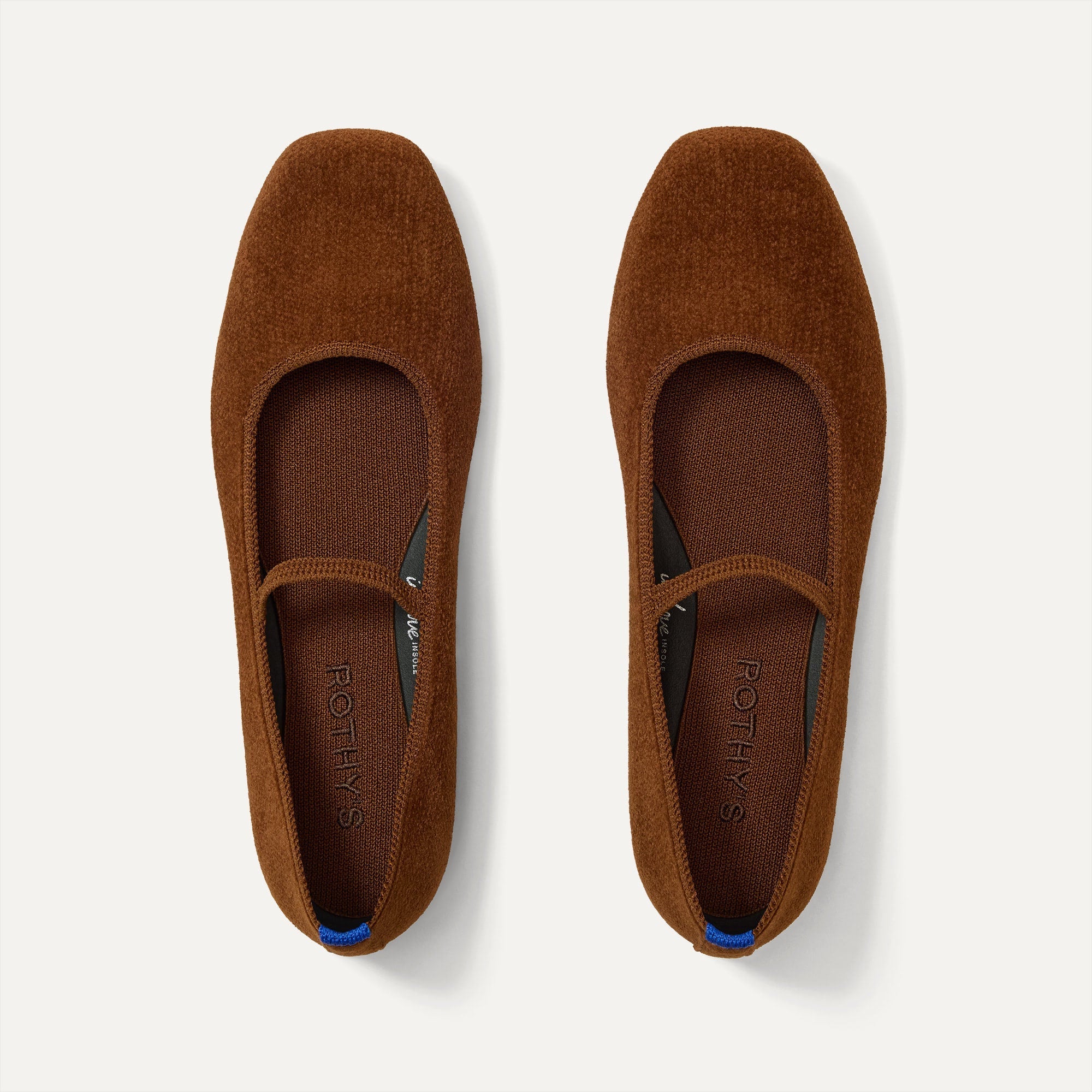 The Max Square Mary Jane in ReVelvet Russet shown from the top.