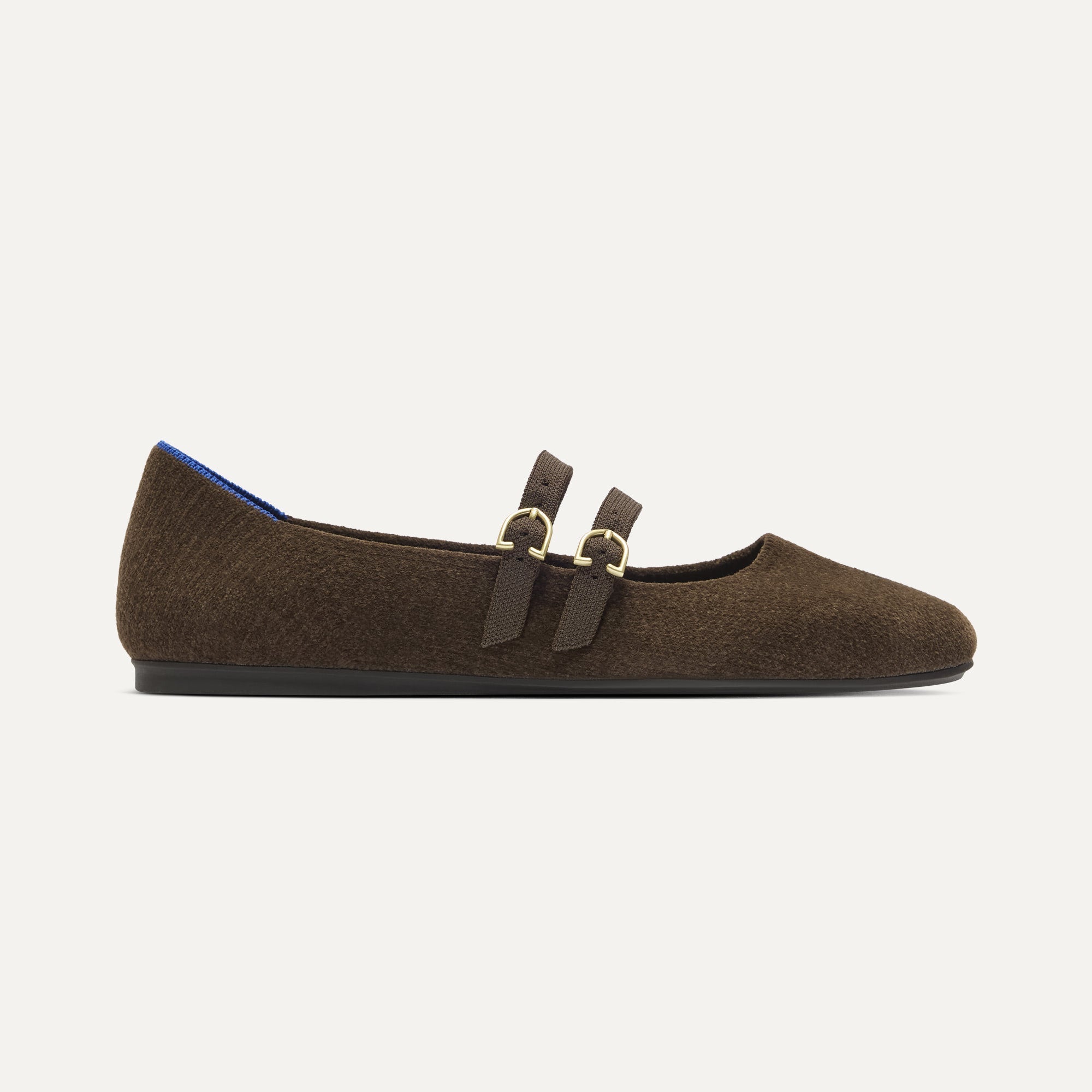 side | The Double Buckle Mary Jane in ReVelvet Bistro shown from the side.