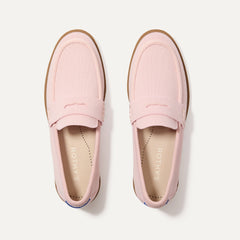 The Penny Loafer in Light Pink shown from the top.