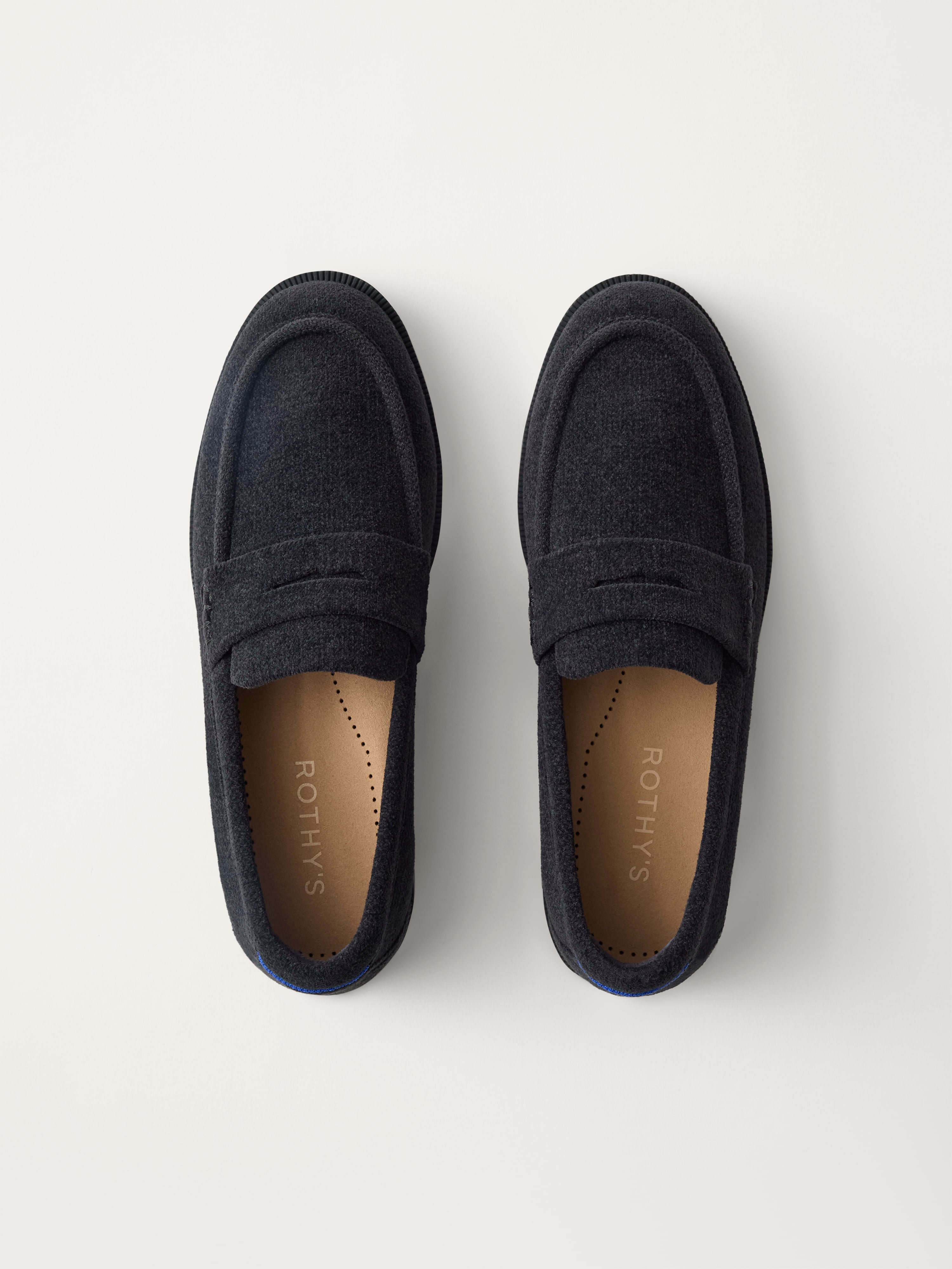 PLP | The Penny Loafer in ReVelvet Black shown from the top.