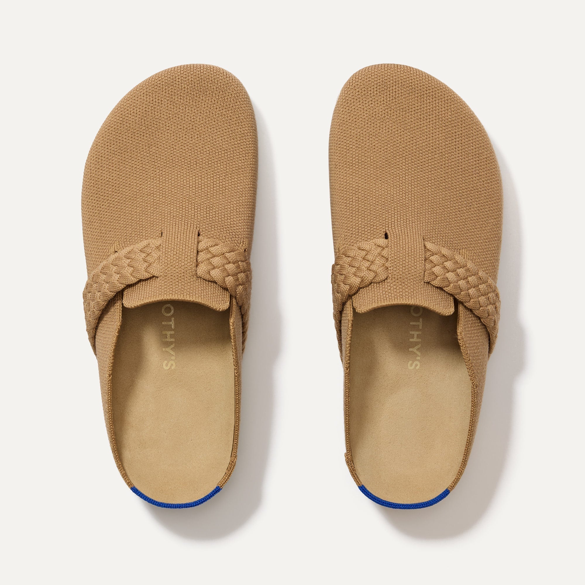 The Braid Clog in Butternut shown from the top. 