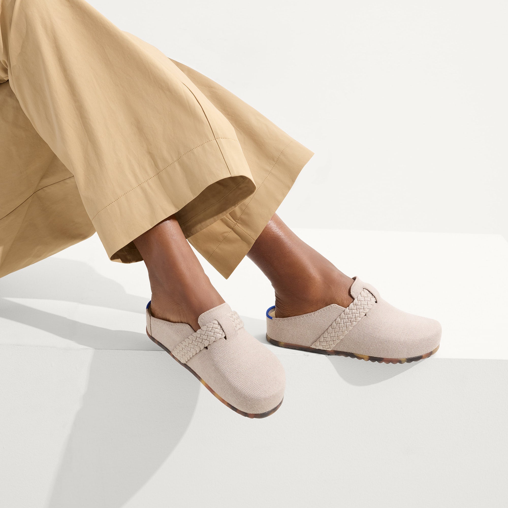 hover | Model wearing The Braid Clog in Dove.