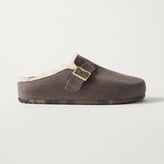 side | The Teddy Buckle Clog in Porcini shown from the side.