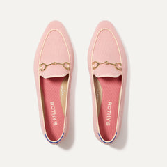 The Double Bit Loafer in Peach Pink shown from the top. 