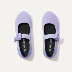 The Kids Tux Bow Mary Jane in Soft Orchid shown from the top.