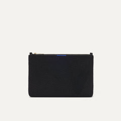 PLP |The Convertible Clutch in Black Espresso Open-Knit, shown from the front.