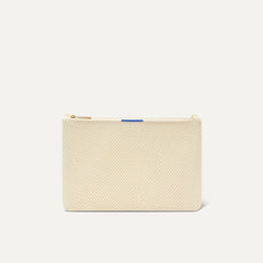 PLP |The Convertible Clutch in Love Bird Open-Knit, shown from the front.