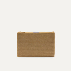PLP |The Convertible Clutch in Glitzy Gold shown from the front.