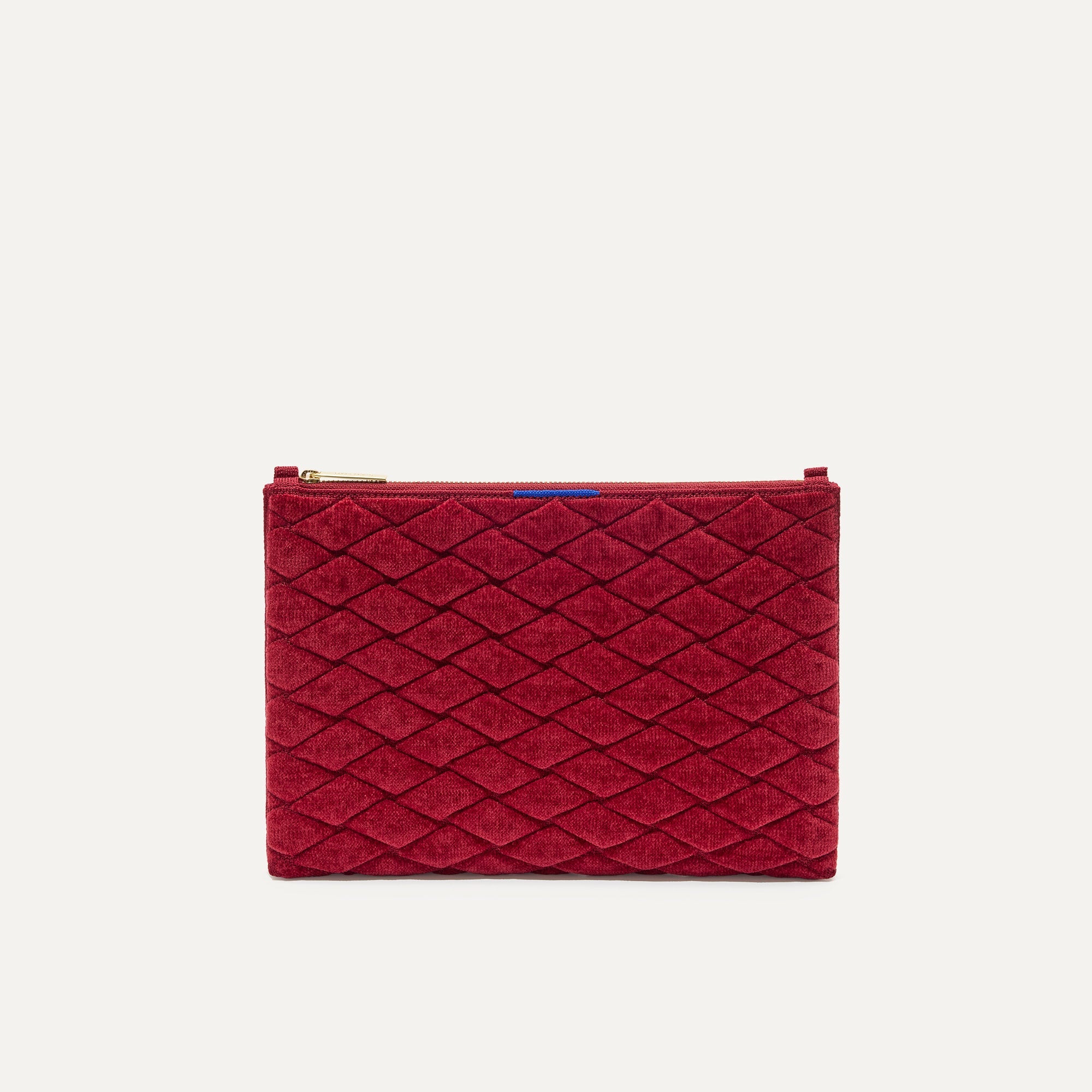 PLP |The ReVelvet™ Convertible Clutch in ReVelvet™ Ruby Quilt shown from the front.