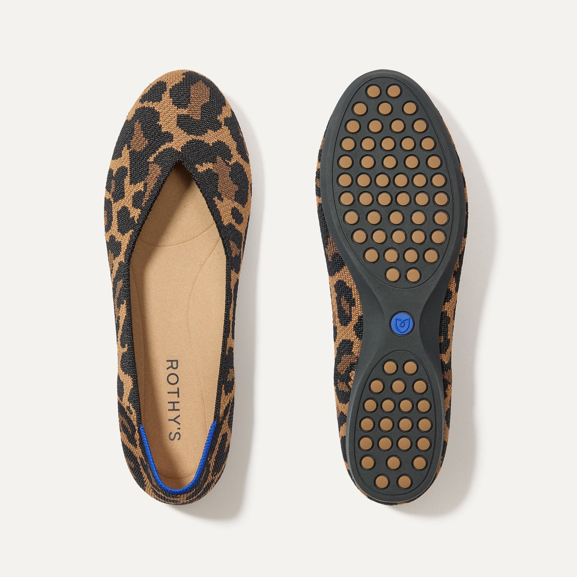 PLP |The Daily Flat in Sable Spot shown from the top with one shoe showing the outsole. 
