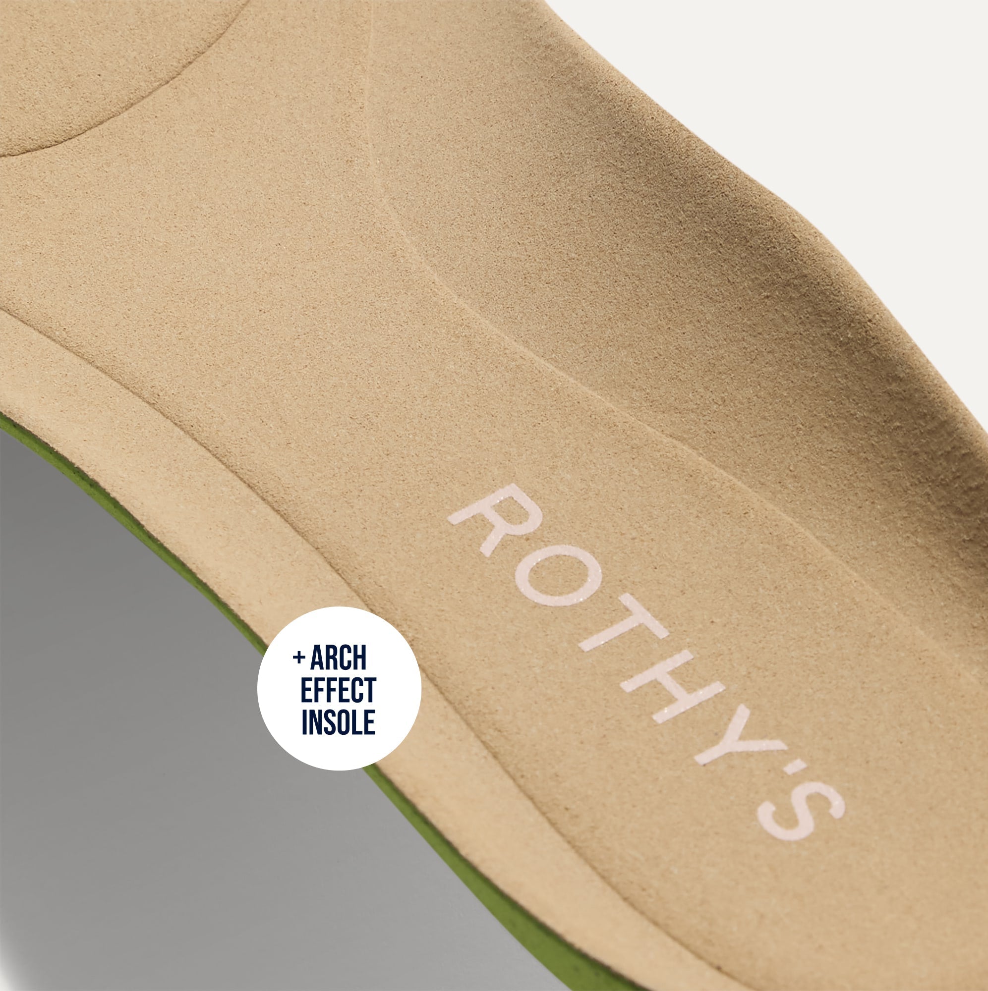 Close up of the Arch Effect Insole on The Daily Flat in Sunkiss Stripe. 