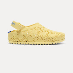 side | The Kids Clog in Sunny Crochet shown from the side. 