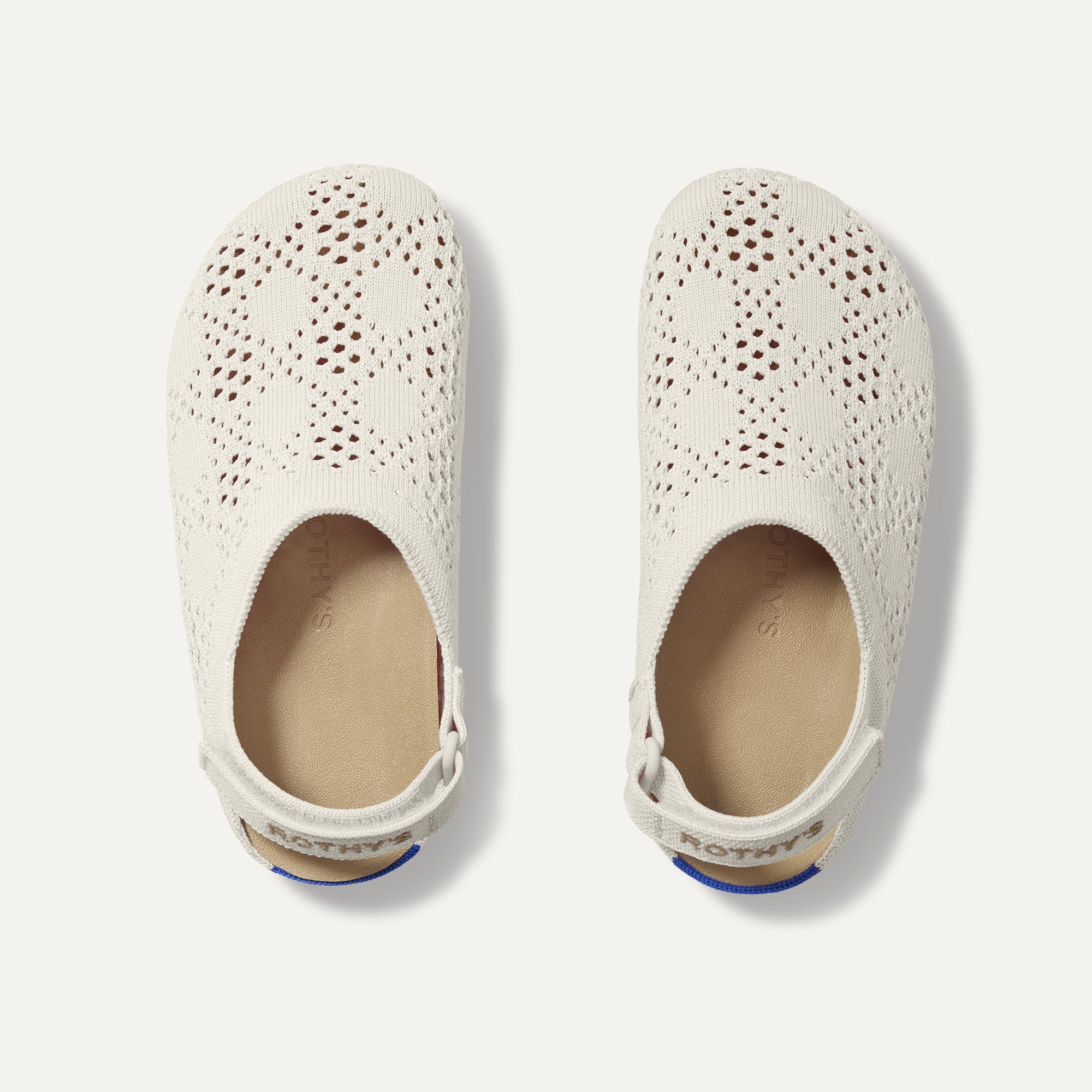 The Kids Clog in White Crochet shown from the top. 