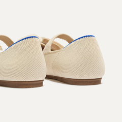 Close up of the heel of The Kids Big Bow Mary Jane in Conch.