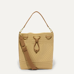 PLP |The Cinch Bucket Bag in Brown Butter Crochet shown from the front.