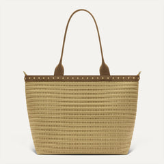 PLP |The Lightweight Zip Tote in Brown Butter Crochet shown from the front.