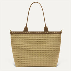 PDP |The Lightweight Zip Tote in Brown Butter Crochet shown from the front.