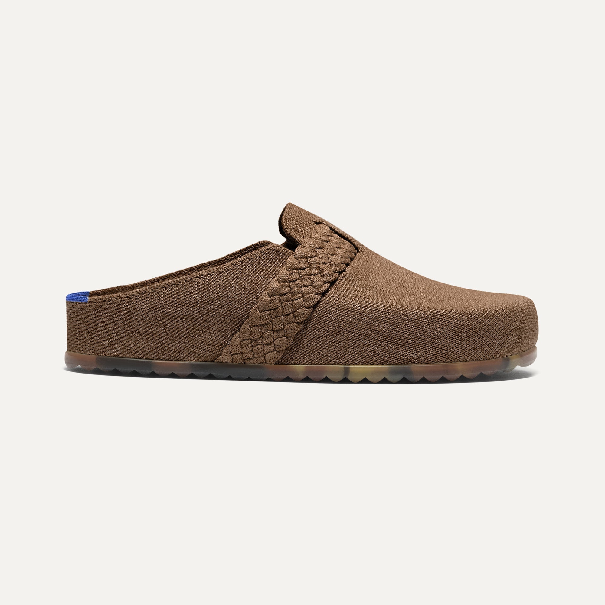 side | The Braid Clog in Acorn shown from the side.